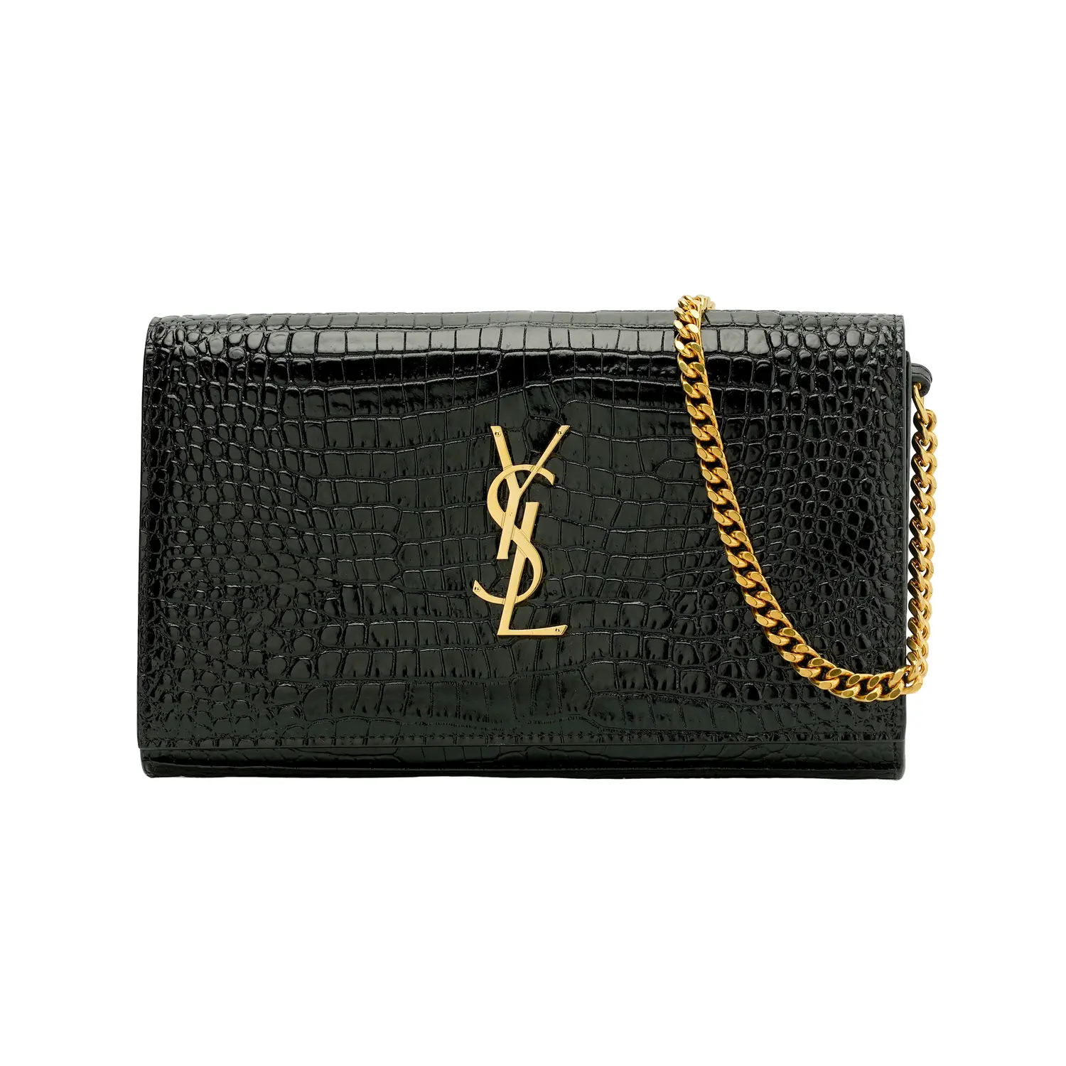 SAINT LAURENT CASSANDRE блестящая кожаная сумка через плечо, кроссбоди, кошелек женская черная — фото 2