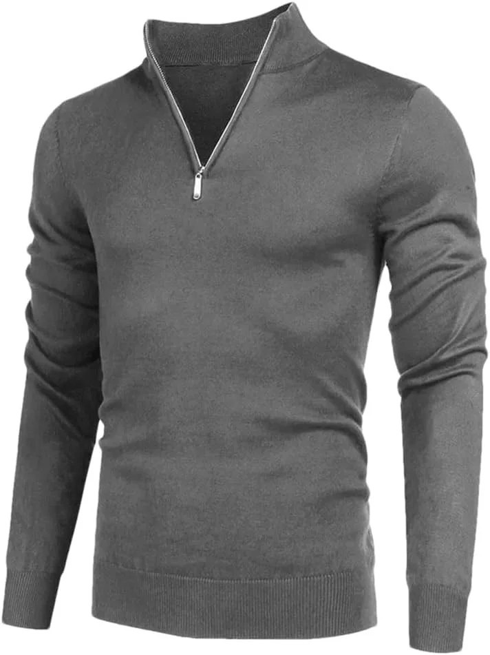 

Мужской свитер с высоким воротником и полумолнией