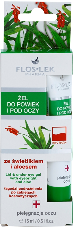 Гель для кожи вокруг глаз с очанкой и алоэ вера Floslek Pharma, 15 мл — фото 2