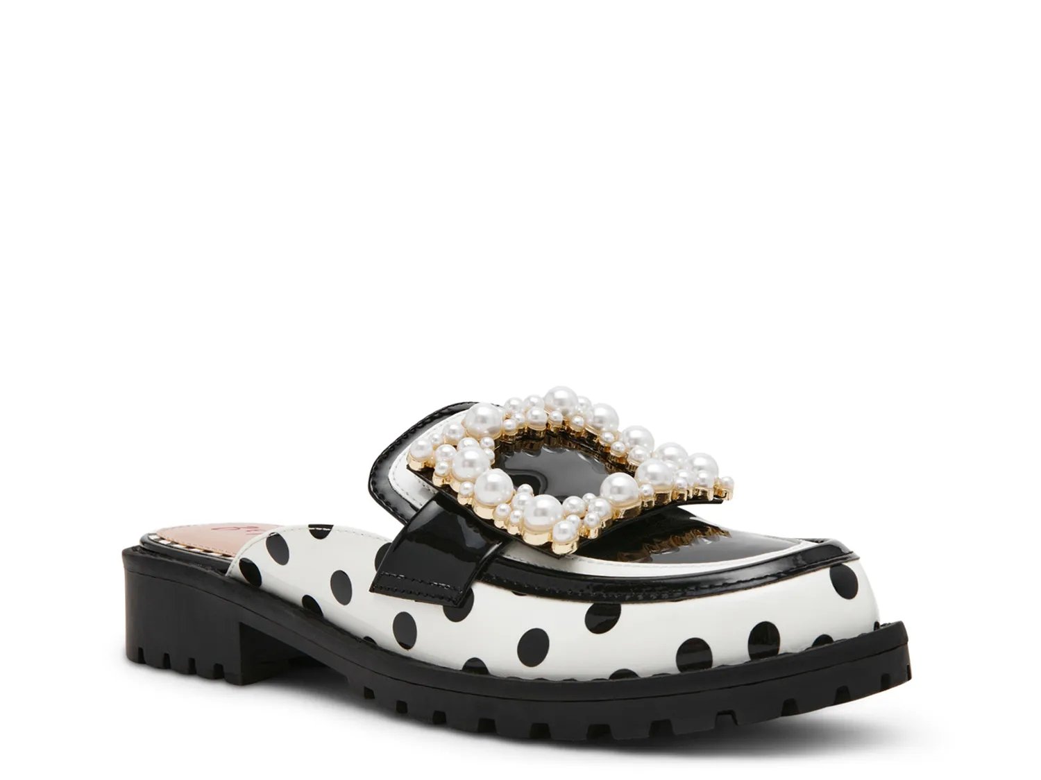 Лоферы Betsey Johnson Grayce Mule, White/Black Polka Dot