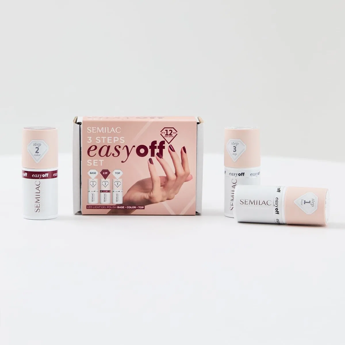 Стартовый набор для маникюра Semilac 3Step Easy Off с L19 Cherry Coke Semilac, 3Step Easy Off Set — фото 2