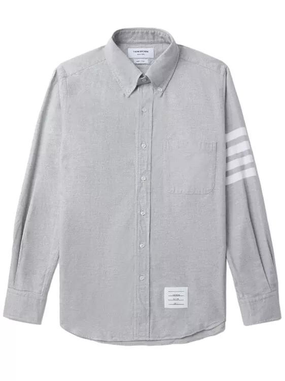 

Хлопковая рубашка на пуговицах с 4 полосками Thom Browne, серый
