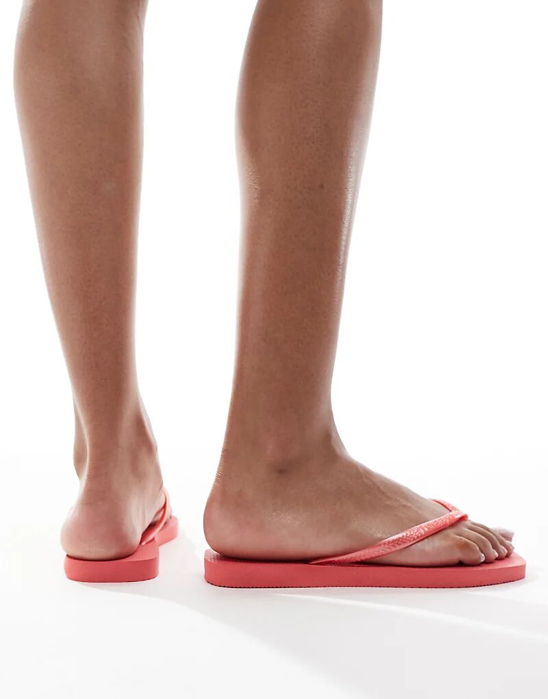 Шлепанцы Havaianas с квадратным носком кораллового цвета — фото 4