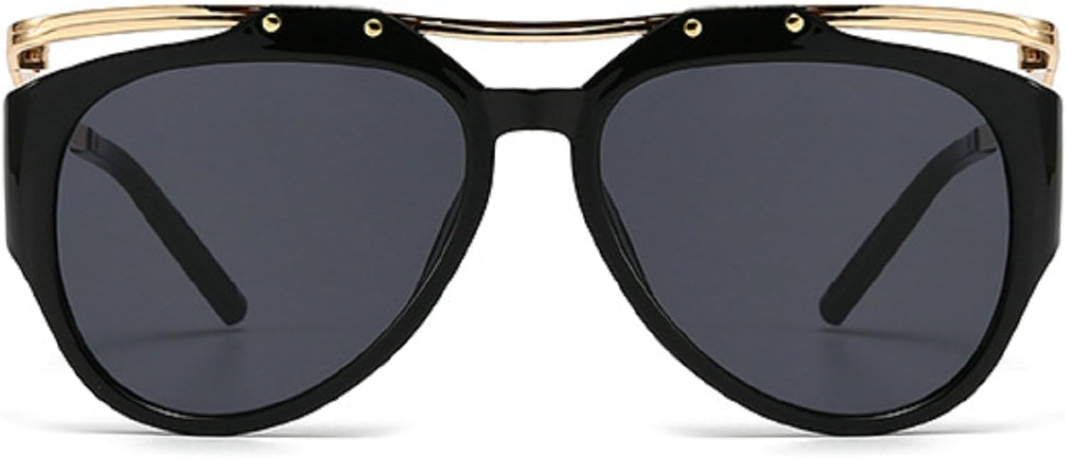 

Большие круглые солнцезащитные очки в стиле панк Y2K для женщин, 2024 год, роскошные винтажные овальные солнцезащитные очки в металлической оправе для женщин, защитные очки UV400 mincl, Black