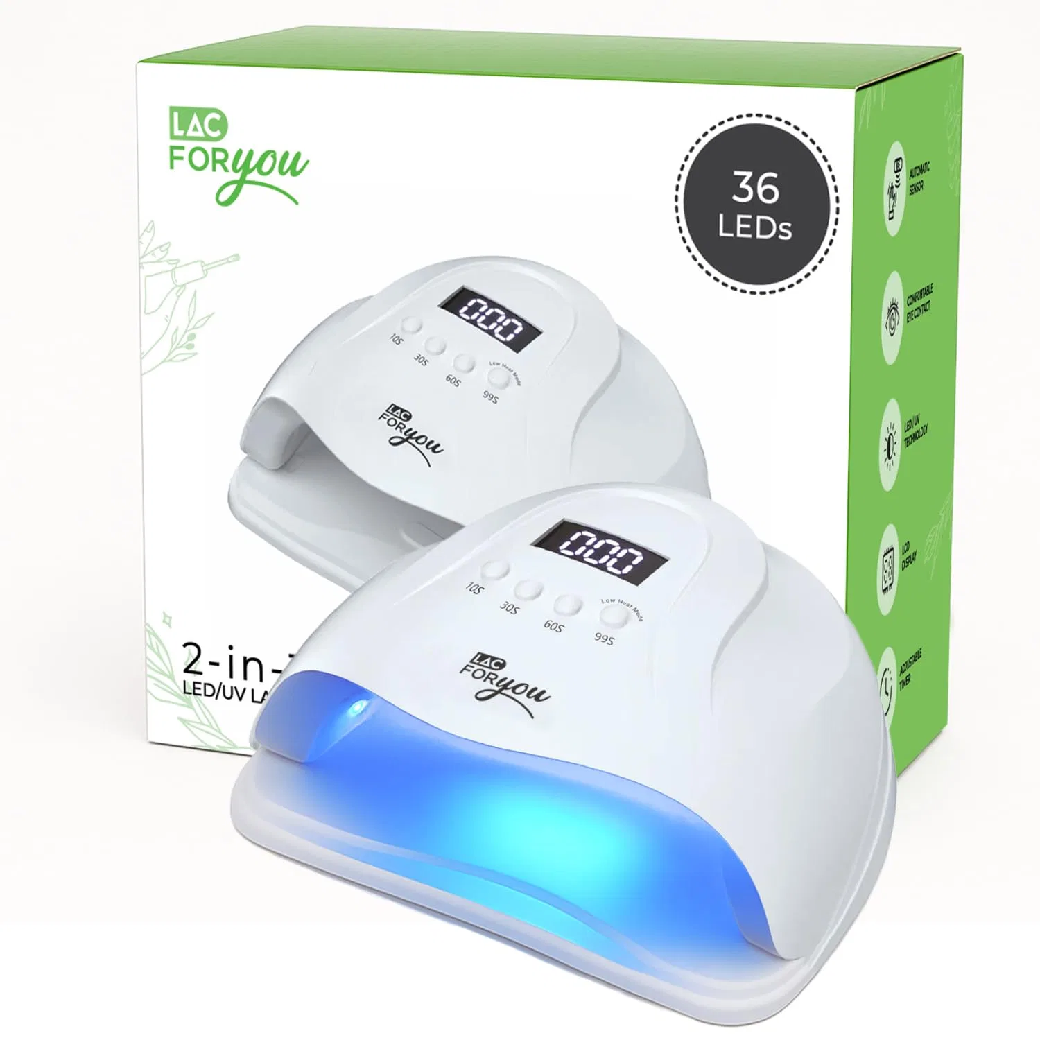 УФ-лампа для гелевых ногтей LAC FOR YOU с 36 LED, 4 таймера Lac For You