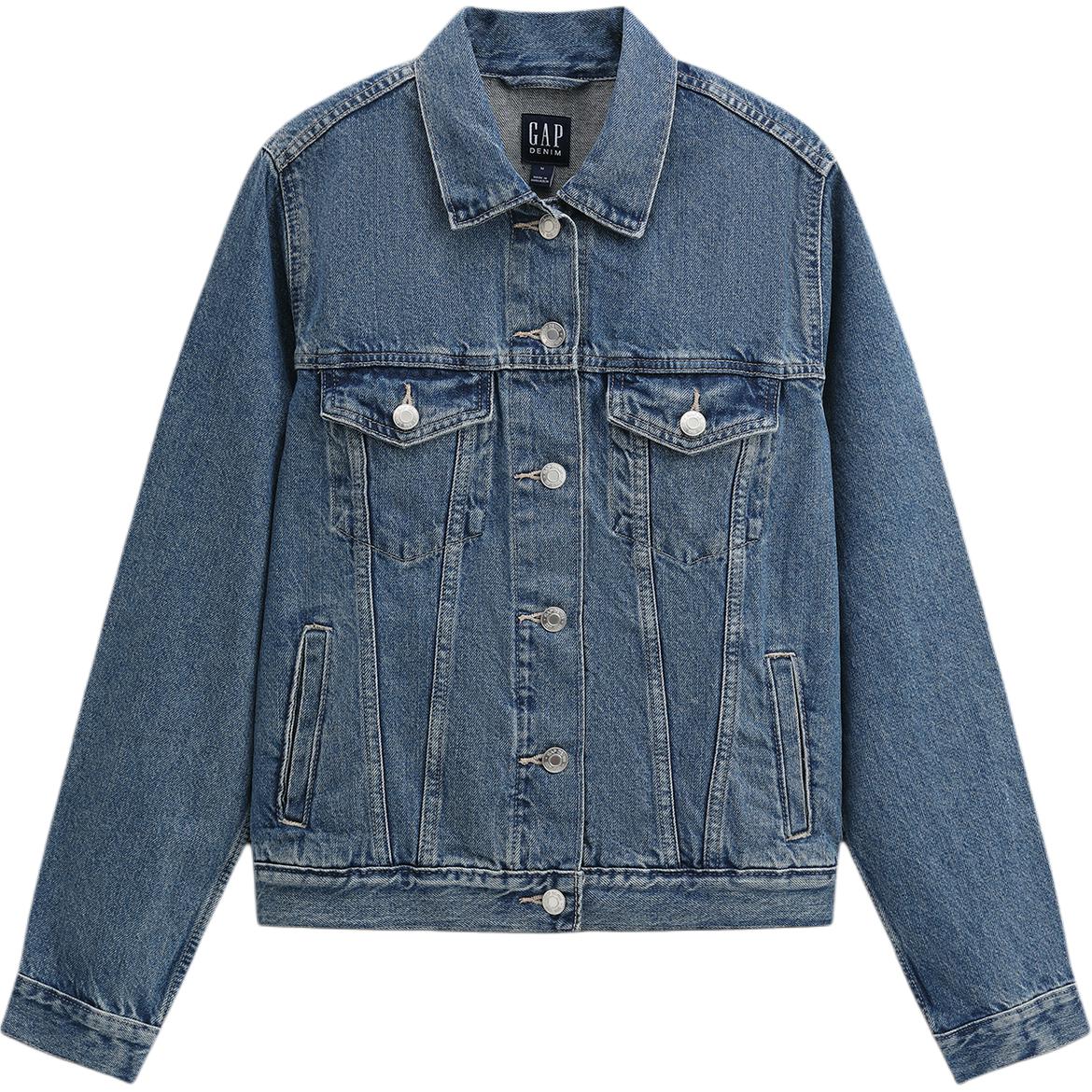 

GAP Джинсовая куртка женская средняя потертая, Medium Washed
