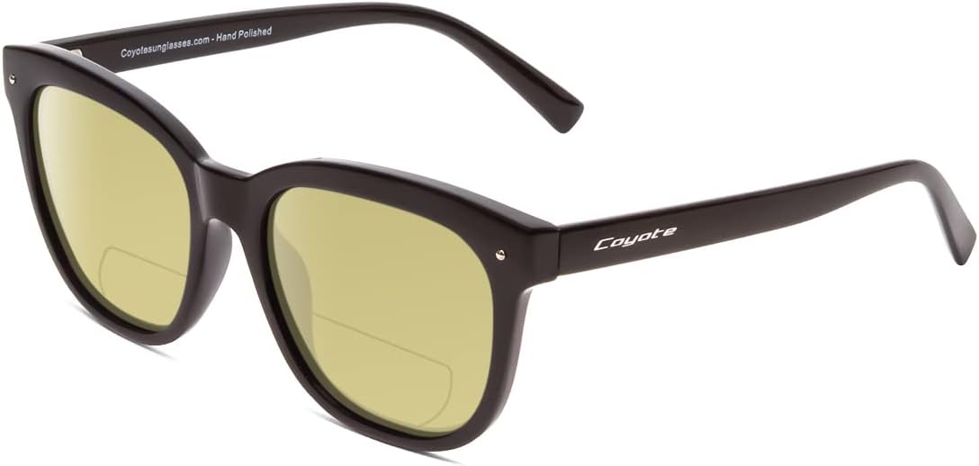 

Женские поляризованные солнцезащитные очки Coyote Cheyenne ИЛИ бифокальные солнцезащитные очки | Защита от УФ-излучения | Квадратная форма | 52 мм, Gloss Black Frame/Yellow Lens