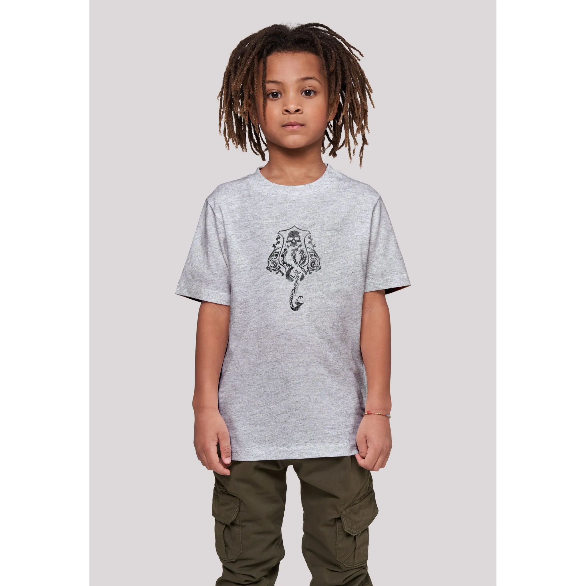 

F4NT4STIC Футболка «Harry Potter Dark Mark Crest», принт, цвет heather grey
