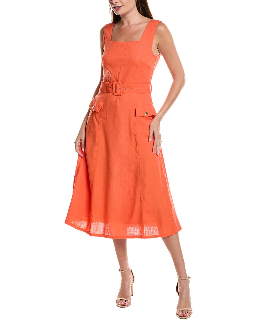 

Tahari ASL Платье миди из льняной смеси, оранжевый