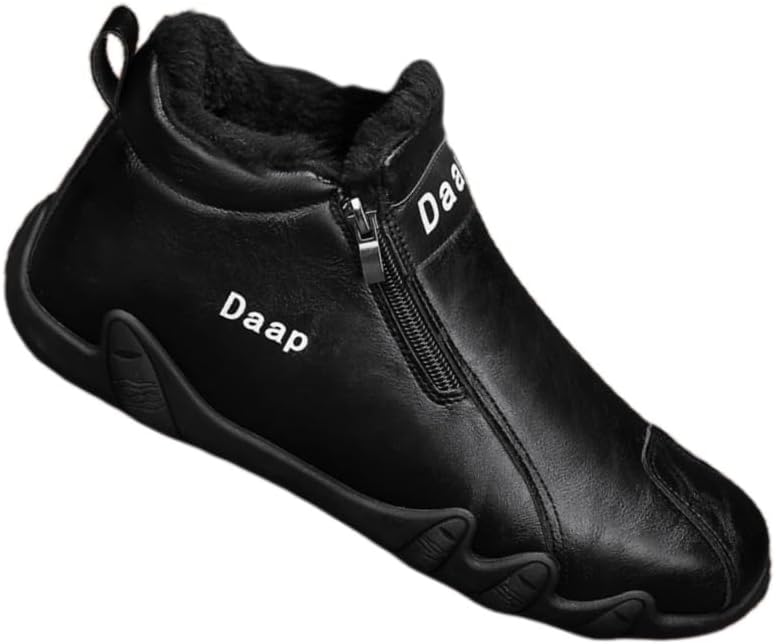 

Мужские зимние ботинки с высоким голенищем и боковой молнией, с толстой подкладкой, обеспечивающей тепло и комфорт. Противоскользящие и износостойкие. хлопковые туфли Fmshi, черный