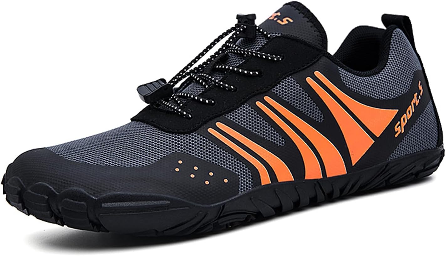 

Мужские кроссовки Hike Barefoot Shoes с широким носком, минималистичные, для бега по пересеченной местности, сетчатые спортивные кроссовки с белыми полосами и нескользящей резиновой подошвой Dacnakby