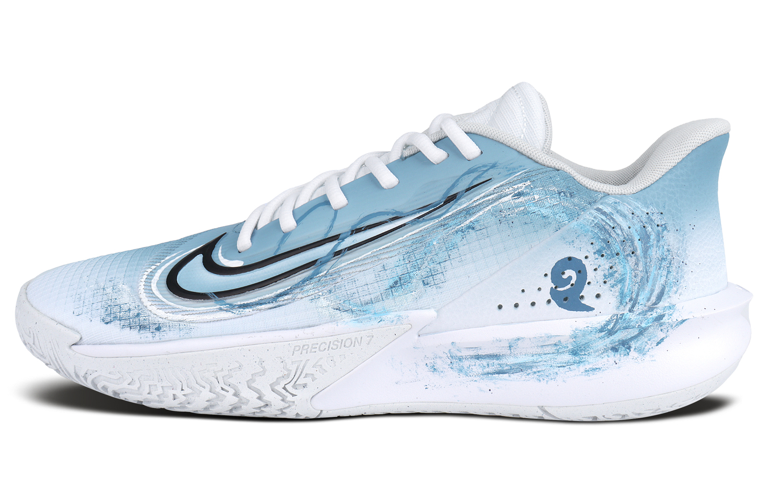 

Nike Точность 7 устойчивые к истиранию низкие баскетбольные кроссовки мужские white blue