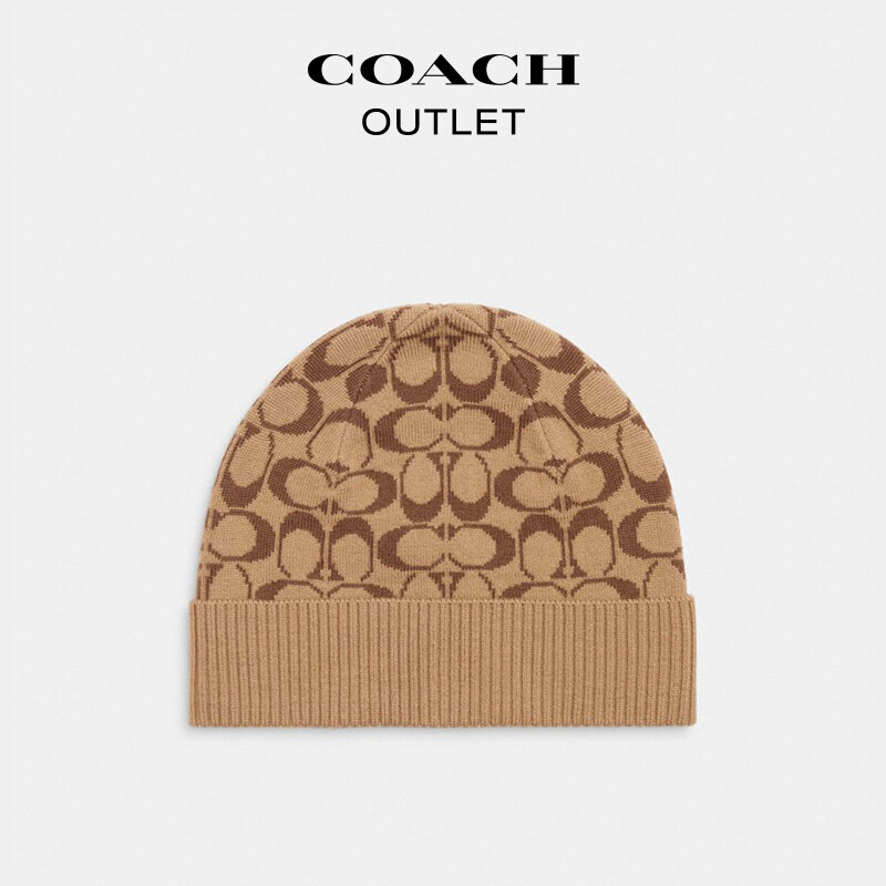 

Классическая вязаная шапка-бини с логотипом COACH для мужчин и женщин, хаки