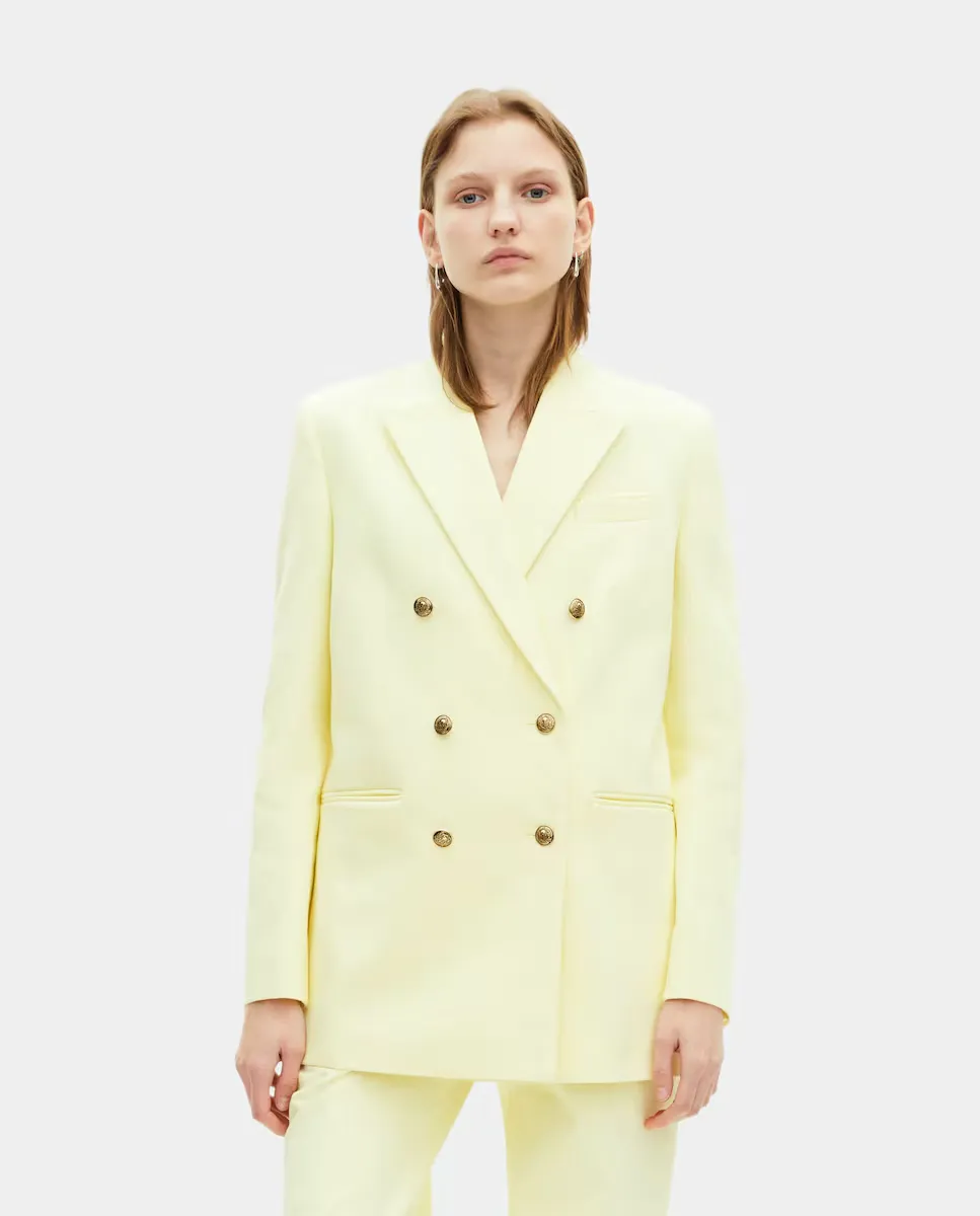 

Женский двубортный пиджак из хлопка The Kooples, желтый