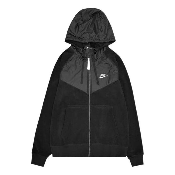 

Куртка Nike embroidered logo fleece zipped hooded jacket with kangaroo pocket 'Black', черный
