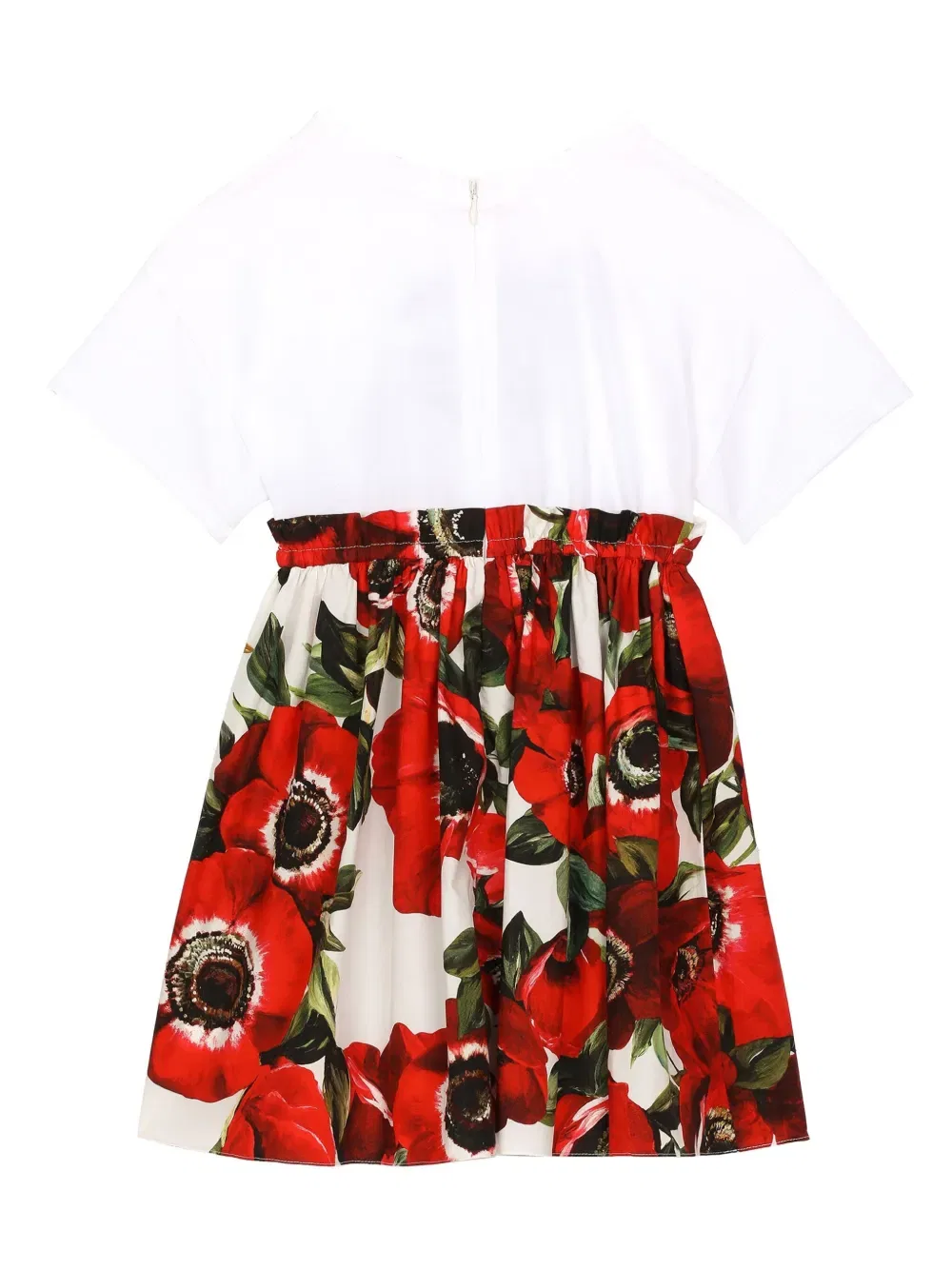 Хлопковое платье с цветочным принтом Dolce & Gabbana Kids, белый — фото 2