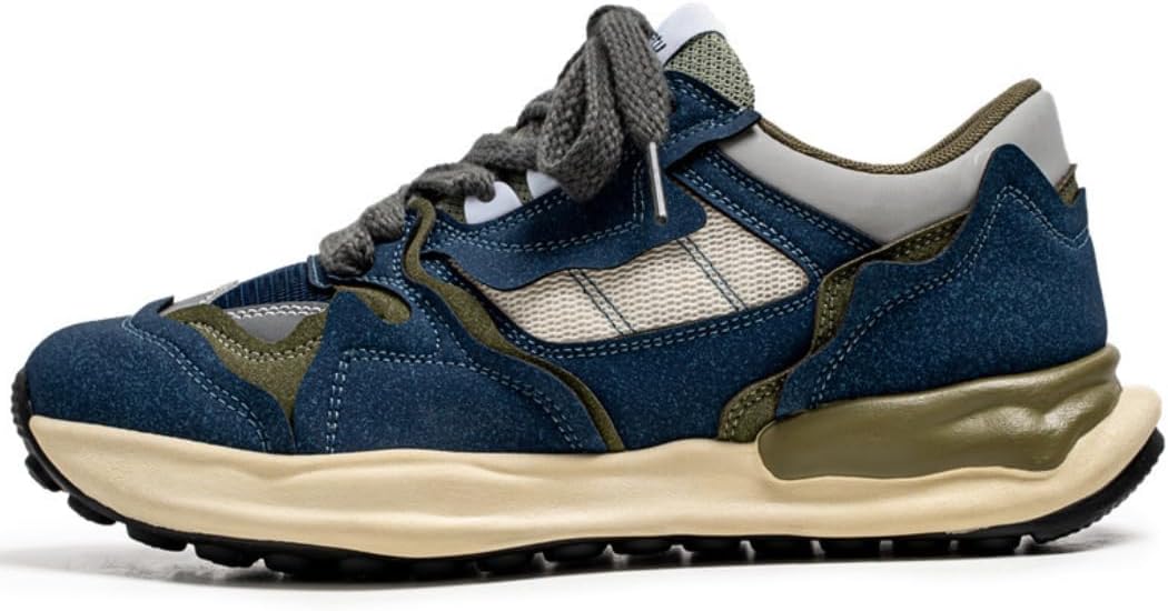 

Мужские дышащие кроссовки Lexamen с противоскользящей подошвой для бега, повседневные и спортивные, на толстой подошве, с легким увеличением роста, в ретро-стиле, синий