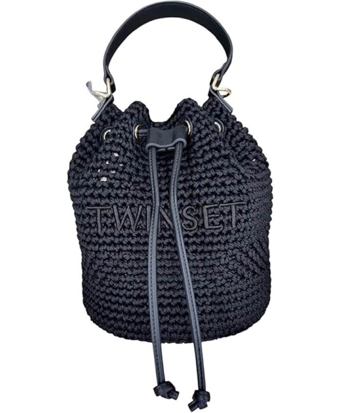 

Черная сумка-ведро с природным дизайном Twinset, черный