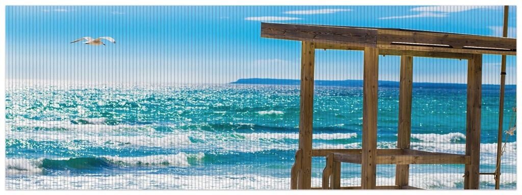 

Коврик для душа Wallario, нескользящий коврик, коврик для ванной, коврик для ног, пляж для купания - Майорка, Испания, размер около 180 х 65 см, синий