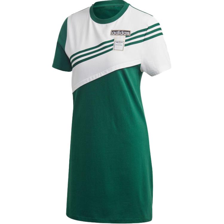 

Adidas Женское платье с короткими рукавами, зелено-белого цвета