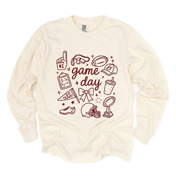 

Футболка с длинным рукавом Game day football sketched collage Simply Sage Market, Ivory, Зеленый, Футболка с длинным рукавом Game day football sketched collage Simply Sage Market, Ivory