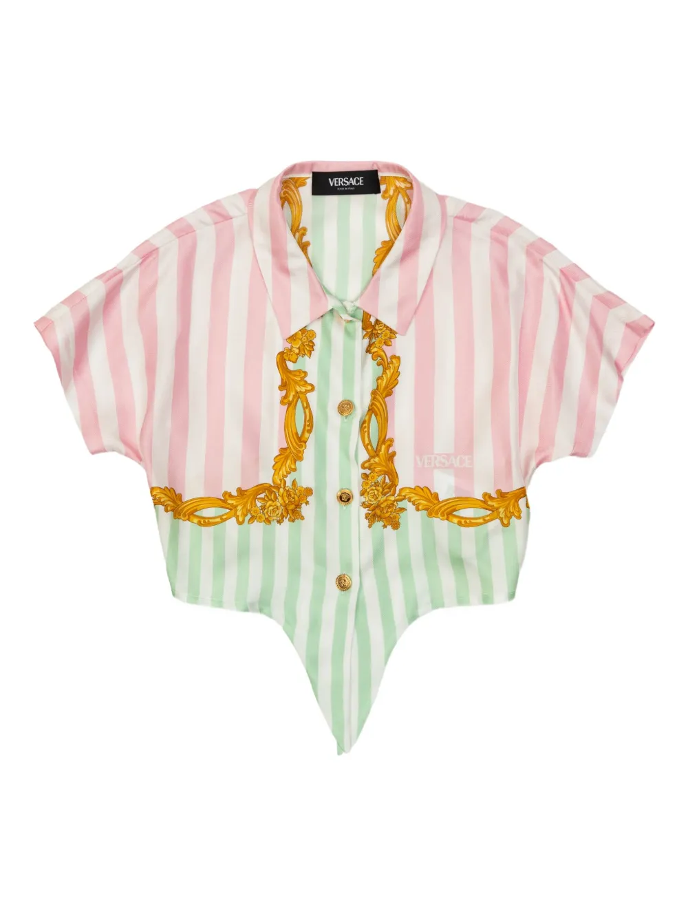 

Укороченная рубашка в полоску Versace Kids, розовый