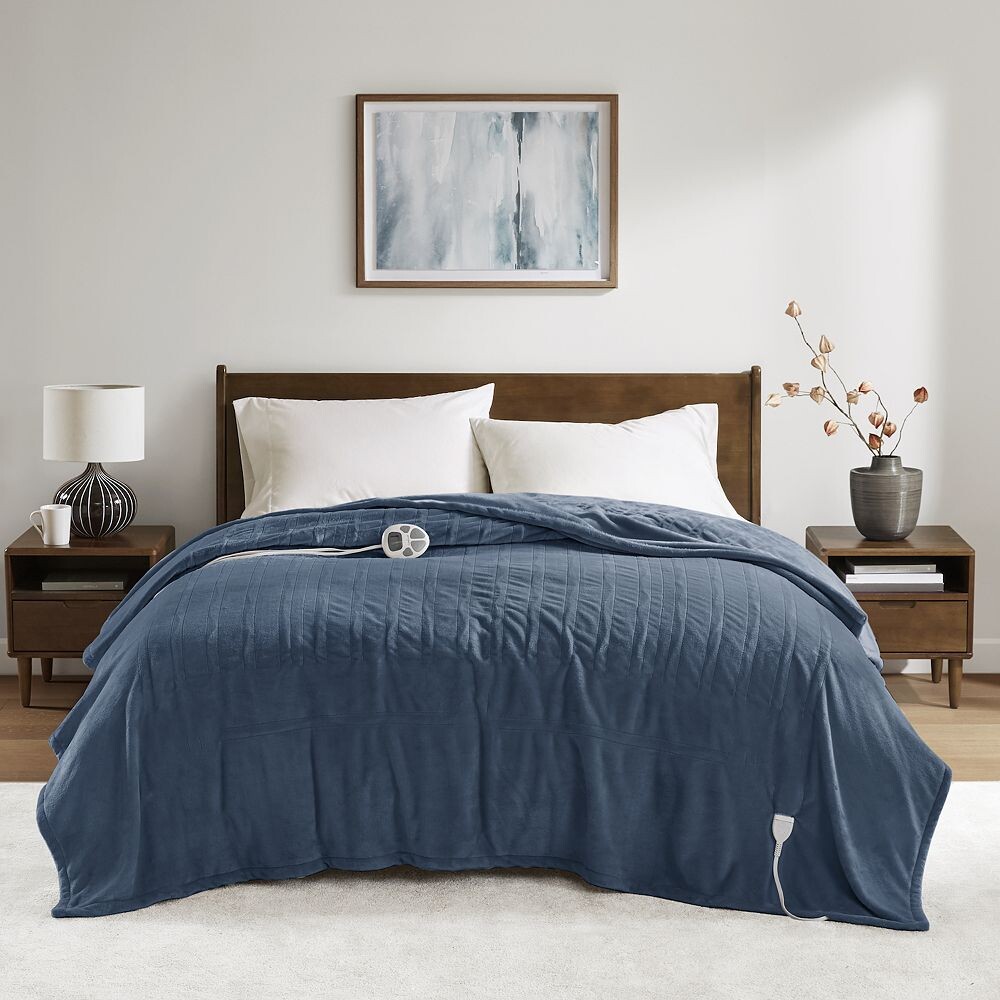 

Плюшевое одеяло с подогревом Cuddl Duds, темно-синий