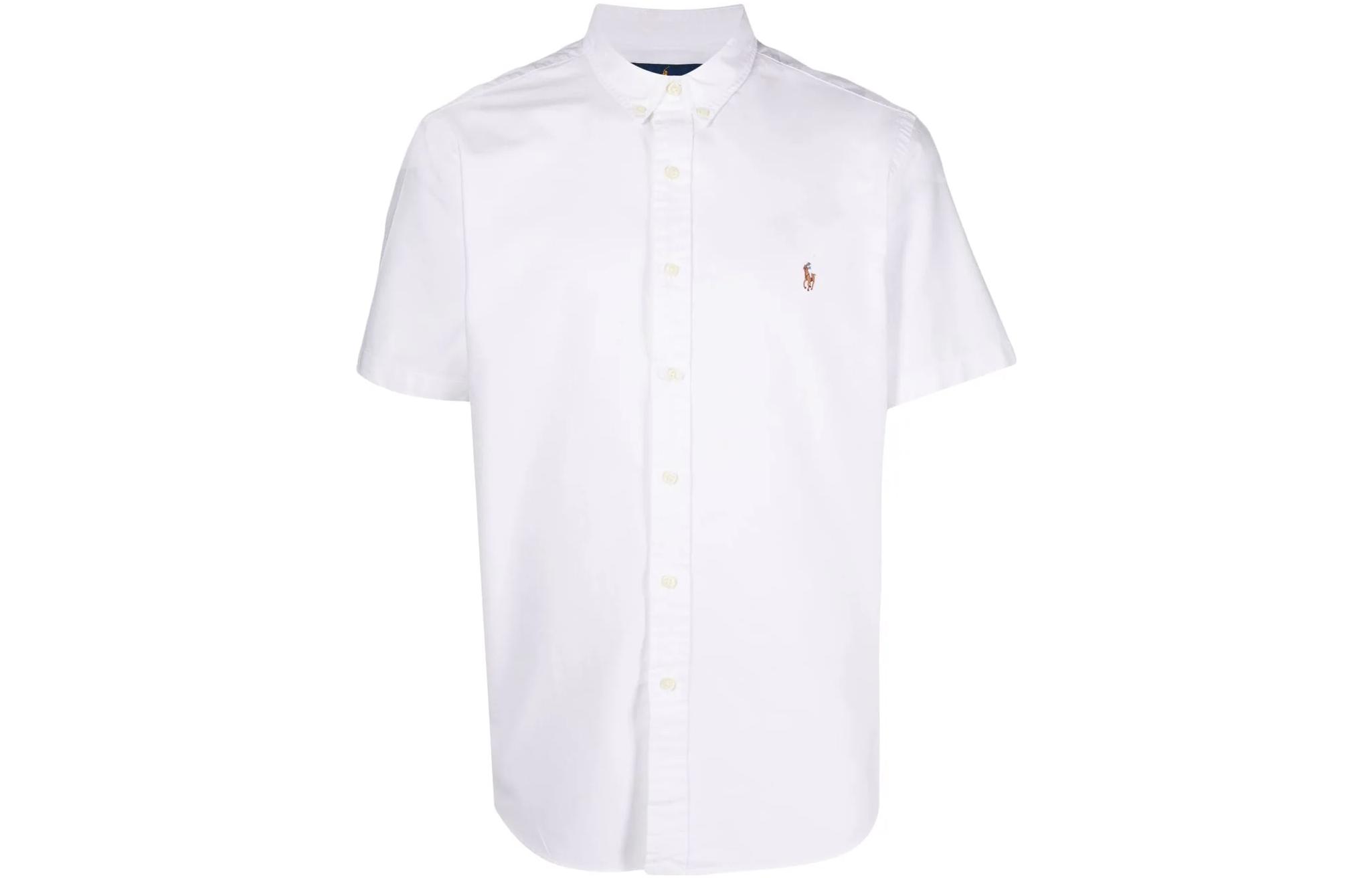 Вышитая оксфордская рубашка с коротким рукавом Polo Ralph Lauren, белый