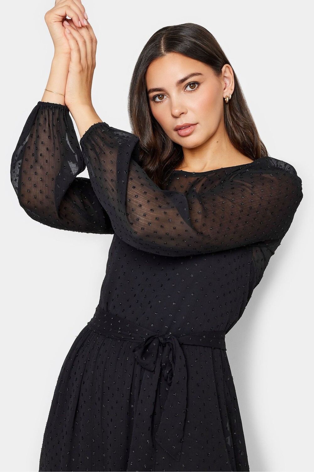 

Фактурное многослойное платье с узором в горошек Long Tall Sally, черный