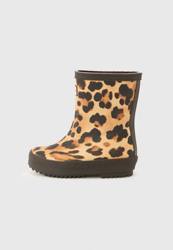 Детские сапоги унисекс с леопардовым принтом Hunter Original, Chocolate Brown