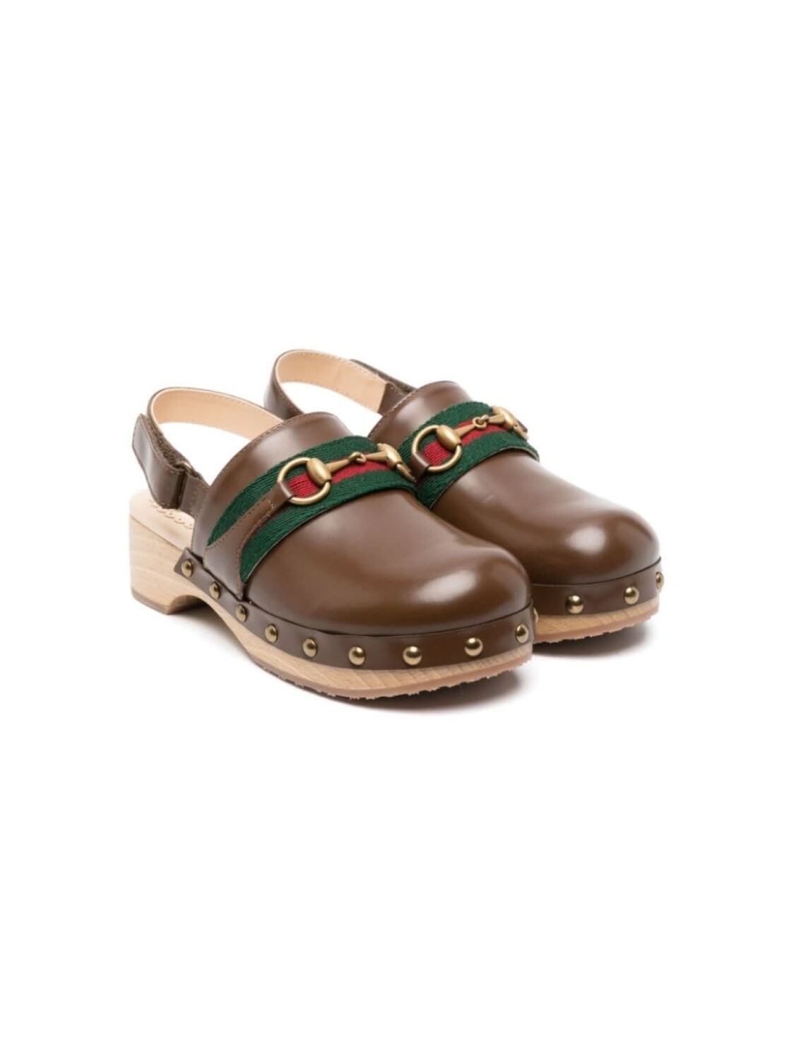 

Клоги с пряжкой Horsebit Gucci Kids, коричневый