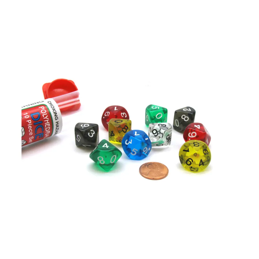 

d10 Набор разных цветов (10), Dice - Transparent (Koplow)