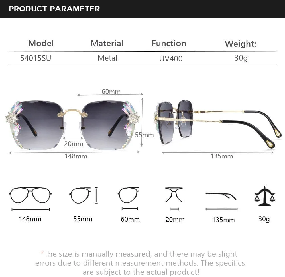 

Женские солнцезащитные очки MUTYNE с квадратными стразами и градиентным переходом цвета, роскошные, блестящие, модные, с защитой от УФ-излучения UV400, Tea