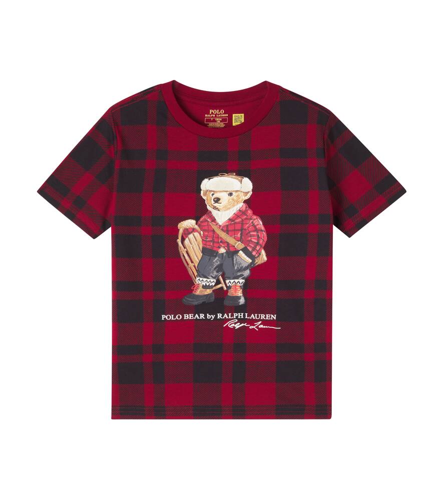 

Футболка из клетчатой хлопковой ткани с принтом Polo Bear Polo Ralph Lauren Kids, Hol25 Bear Edge Holiday Check