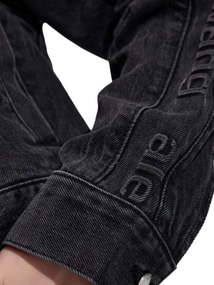 Джинсовая спортивная куртка Alexander Wang с тисненым логотипом, серый — фото 2