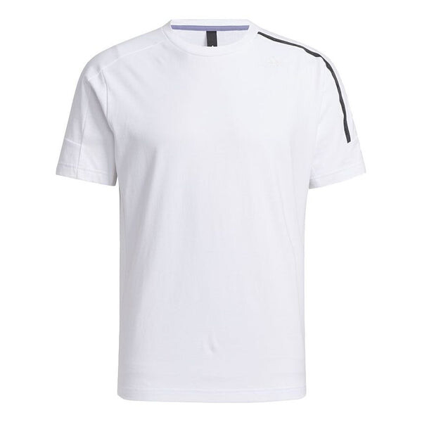 

Футболка men's th reg tee splicing logo sports round neck short sleeve white t-shirt Adidas, белый
