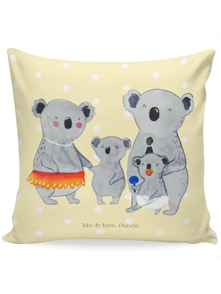

Подушка Mr & Mrs Panda 40x40 Koala Familie, пастельно-желтый