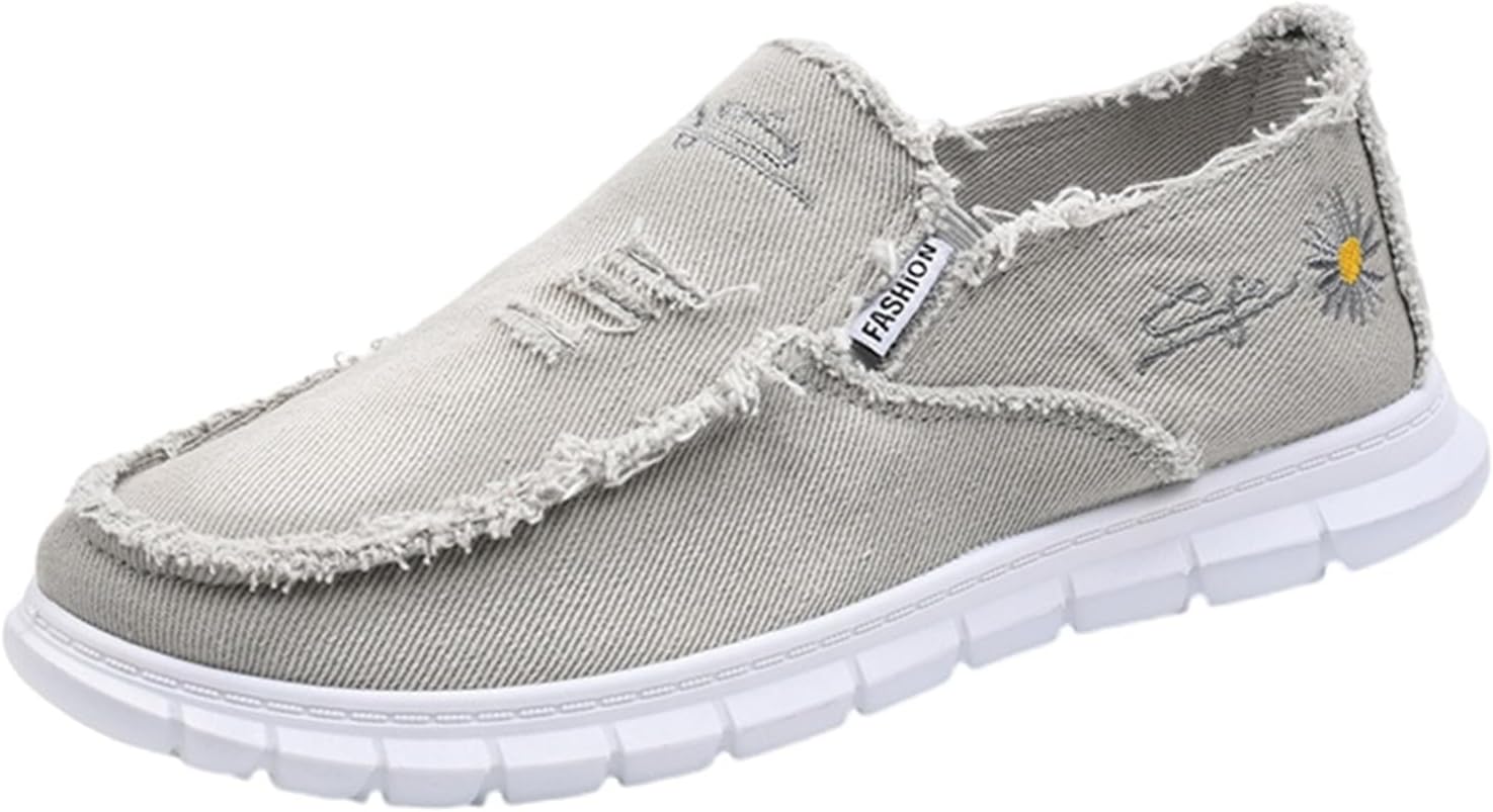 

Мужские дышащие повседневные кеды из холста с мягкой подошвой, мужские лоферы, мягкие, удобные, противоскользящие обувь Sywzx&Xfybz, серый