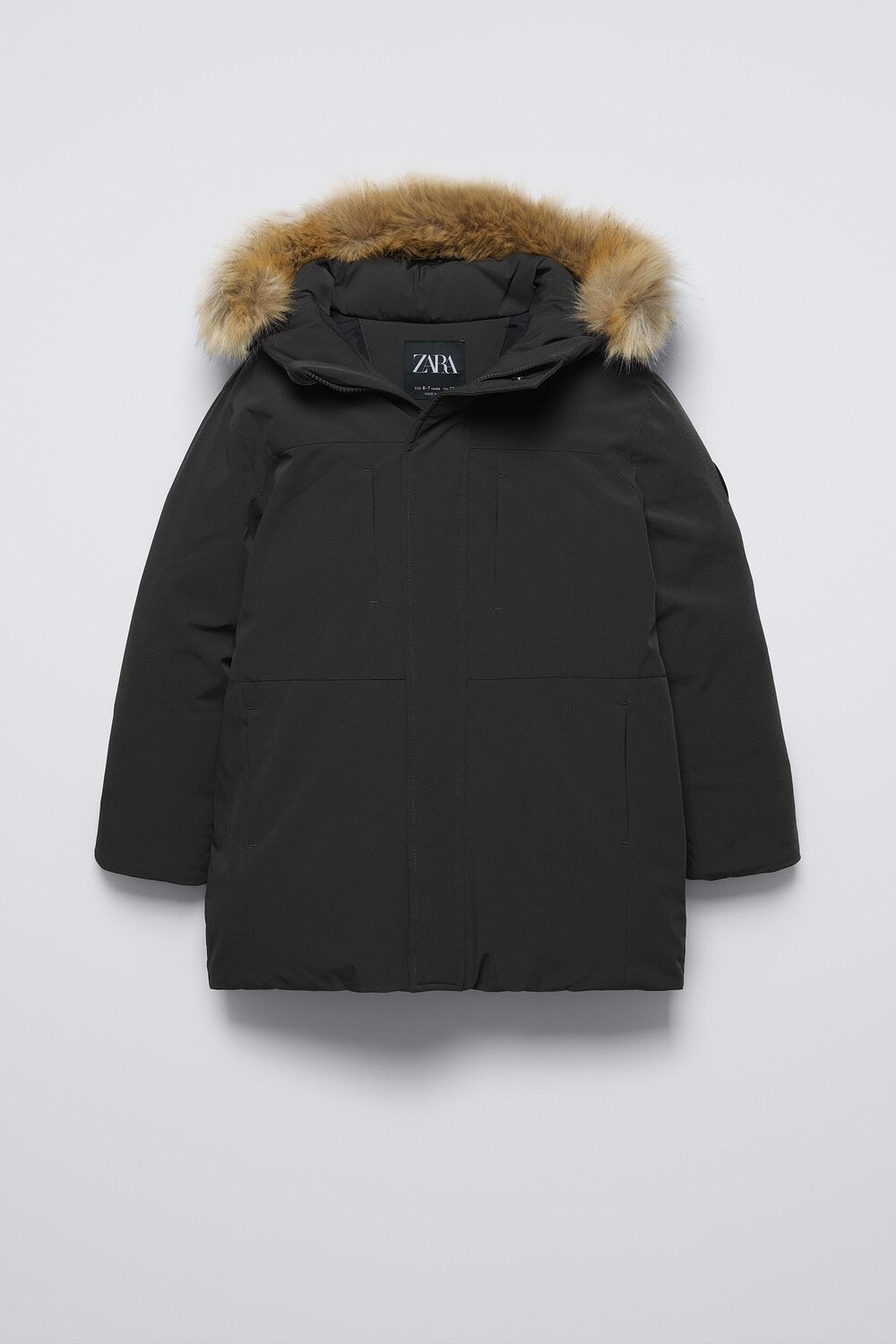 

Длинная водоотталкивающая парка из перьев и пуха ZARA, черный