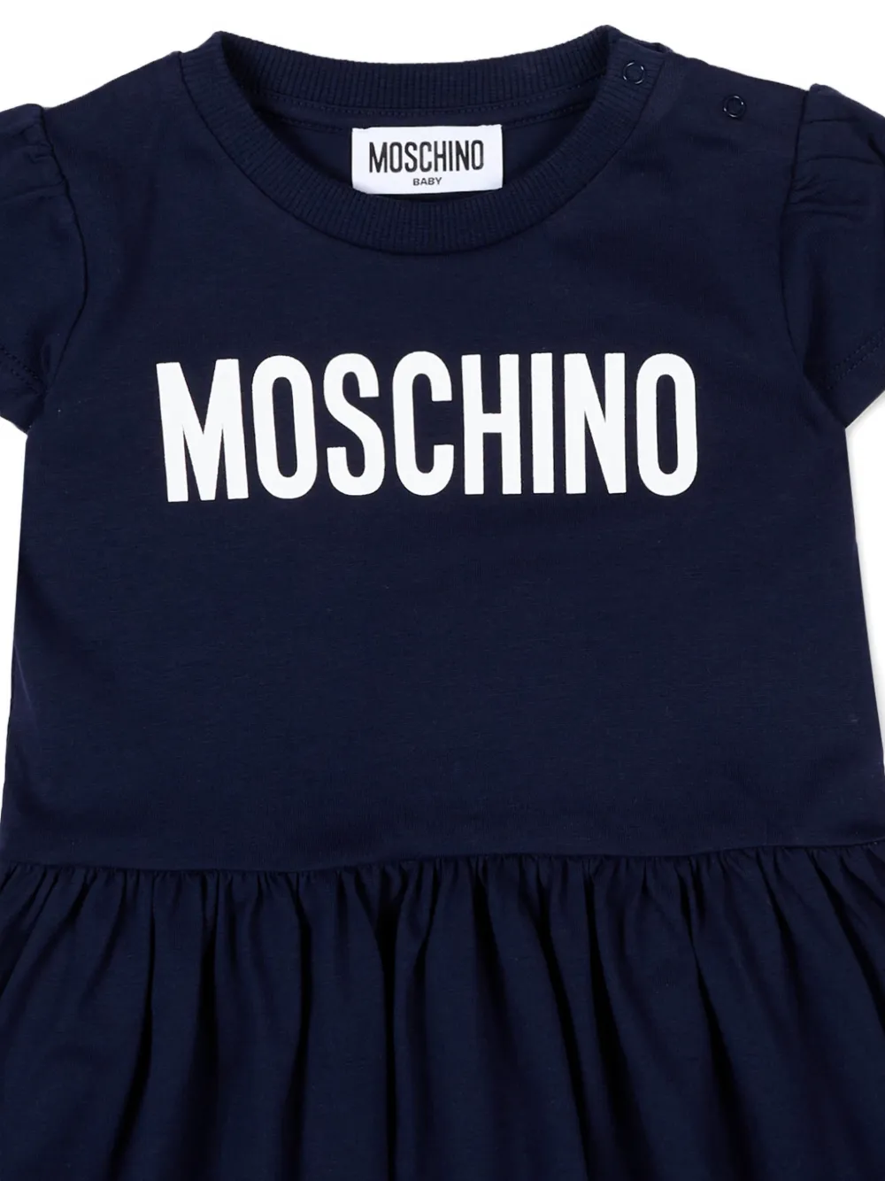 Платье с короткими рукавами и оборками Moschino Kids, синий — фото 3