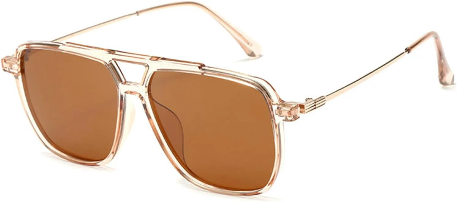 

Солнцезащитные очки Helena Oversized Pilot Square для женщин, модные, черные с желтым градиентом, защита от УФ-излучения UV400, для мужчин, в стиле панк, C4