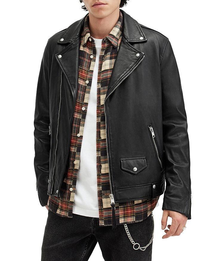 

Кожаная косуха ALLSAINTS Milo, черный