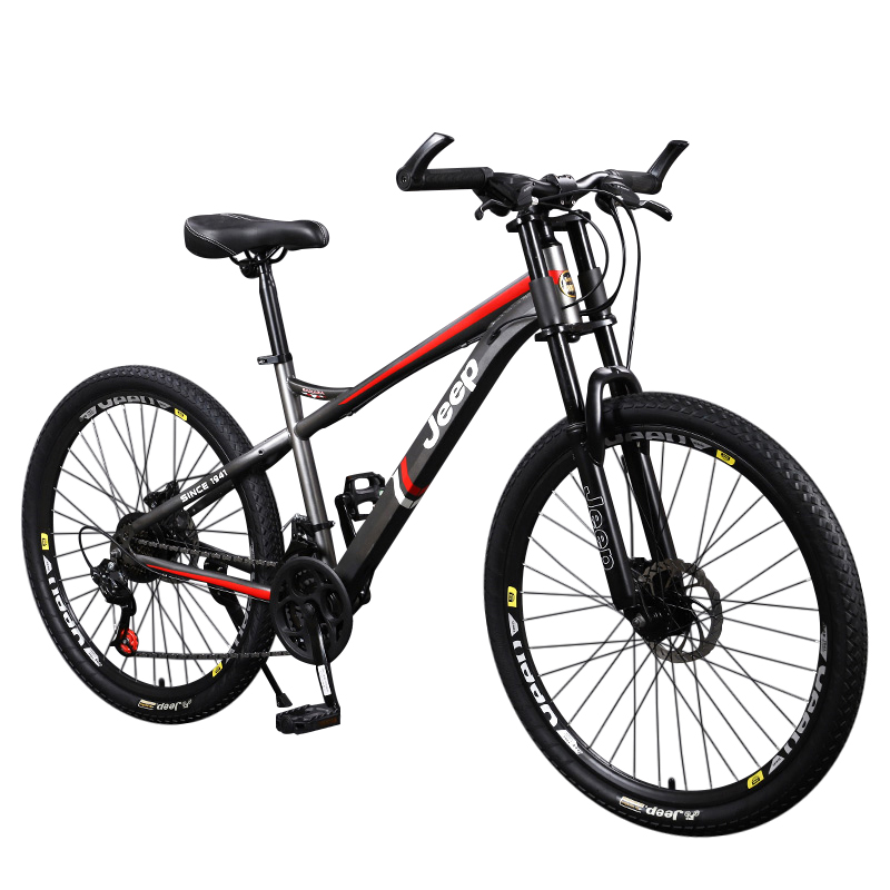 

Горный велосипед Forest Trail с дисковыми тормозами из высокоуглеродистой стали для взрослых, размер 26*17 дюймов Jeep, серый красный