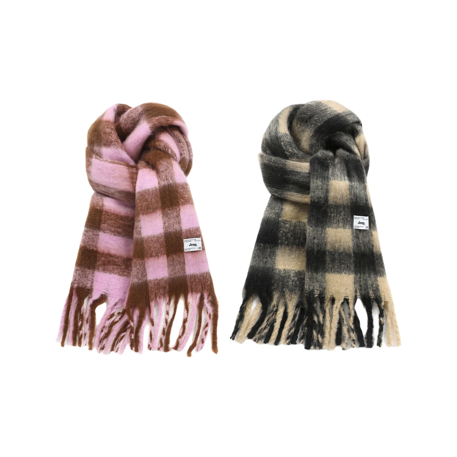 

Вязаный шарф из полиэстера, унисекс Jeep, черный белый+коричневый розовый