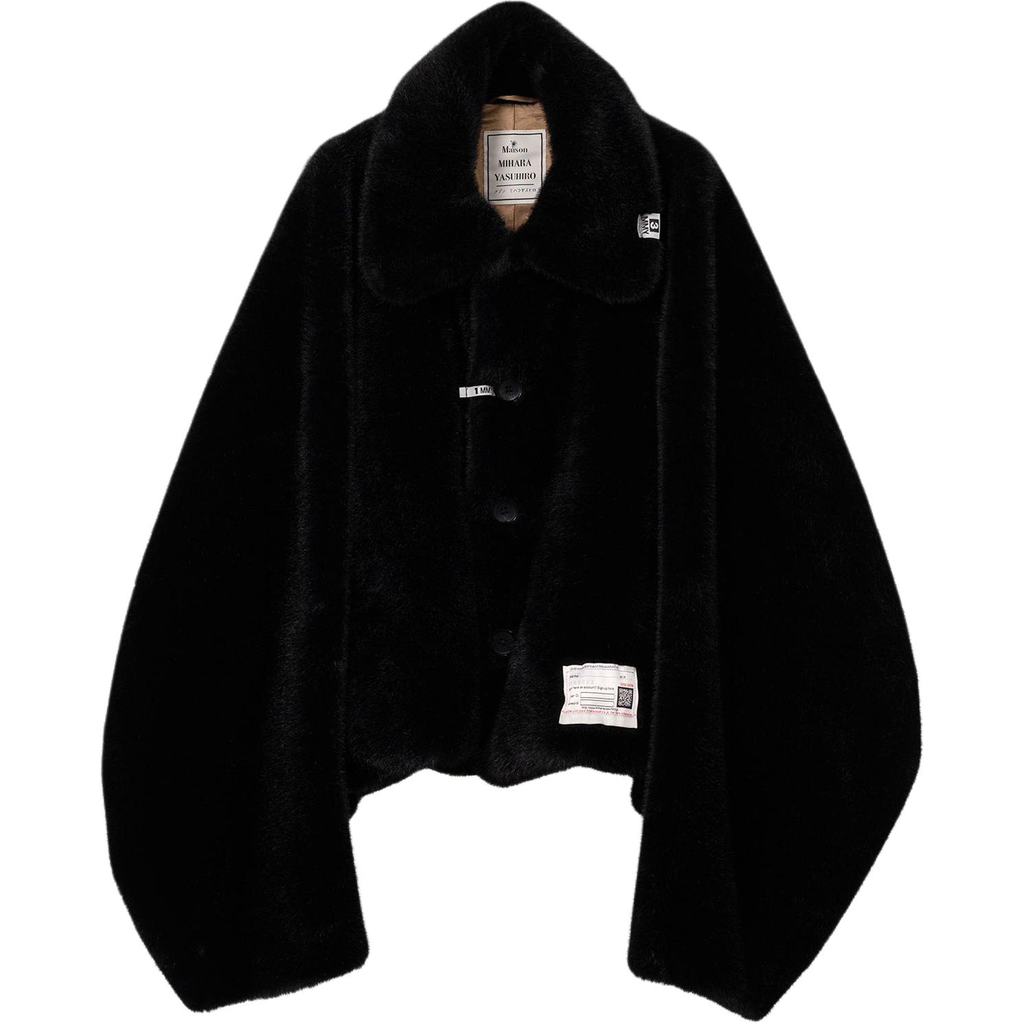 

Maison Mihara Yasuhiro Куртка женская с подворотами и искусственным мехом, Black