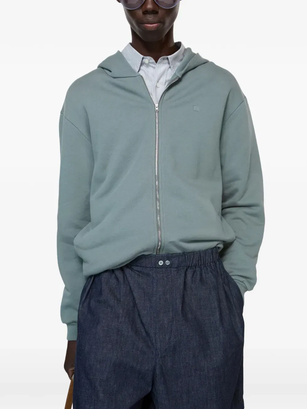 Шорты с вышитыми деталями Acne Studios, синий — фото 4