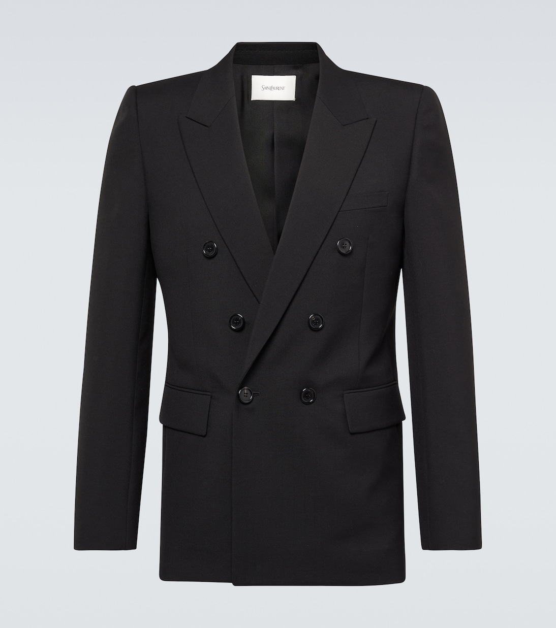 

Двубортный шерстяной блейзер Saint Laurent, нуар