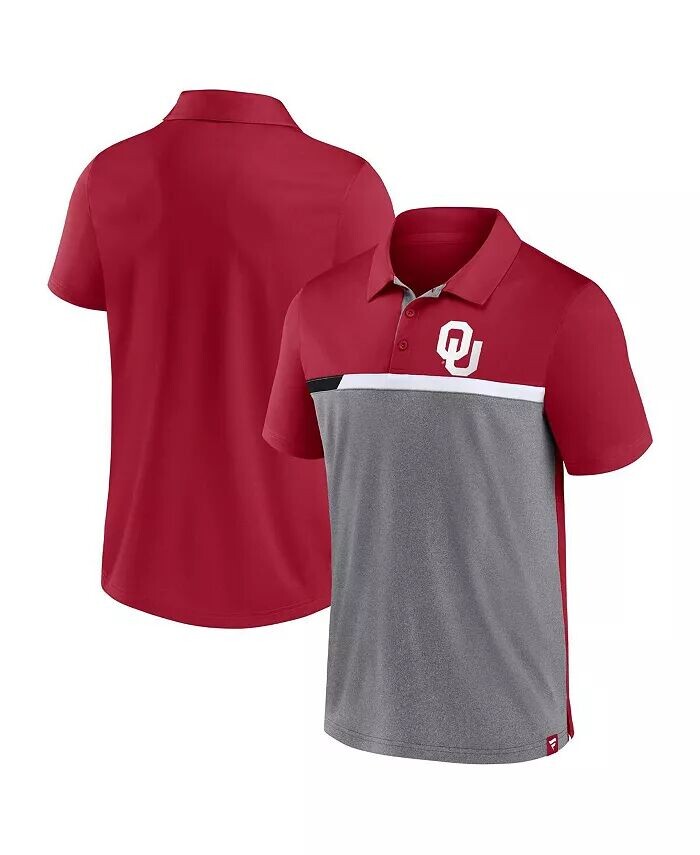 

Мужская темно-красная и серая рубашка-поло Oklahoma Sooners Split Block Color Block Fanatics