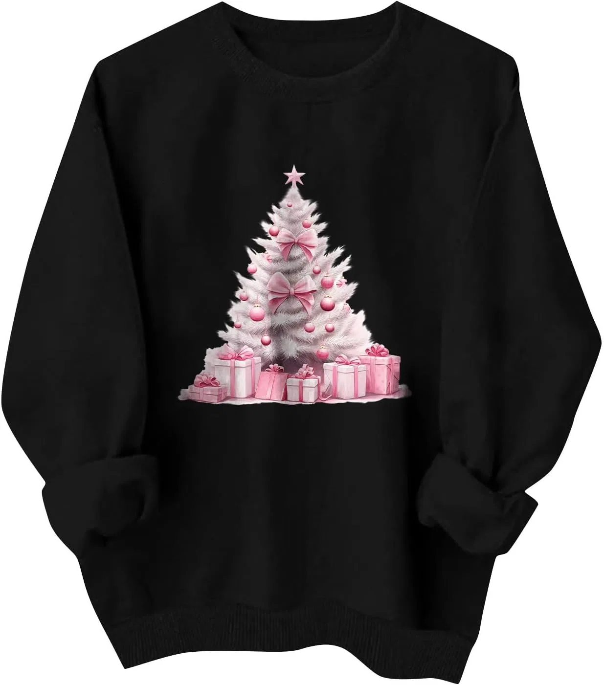 Generic Толстовка с круглым вырезом Ugly Christmas Sweater для женщин, смешная, plus size, с длинным рукавом, рождественская, цвета red wine, с принтом бокала, пуловер — фото 4