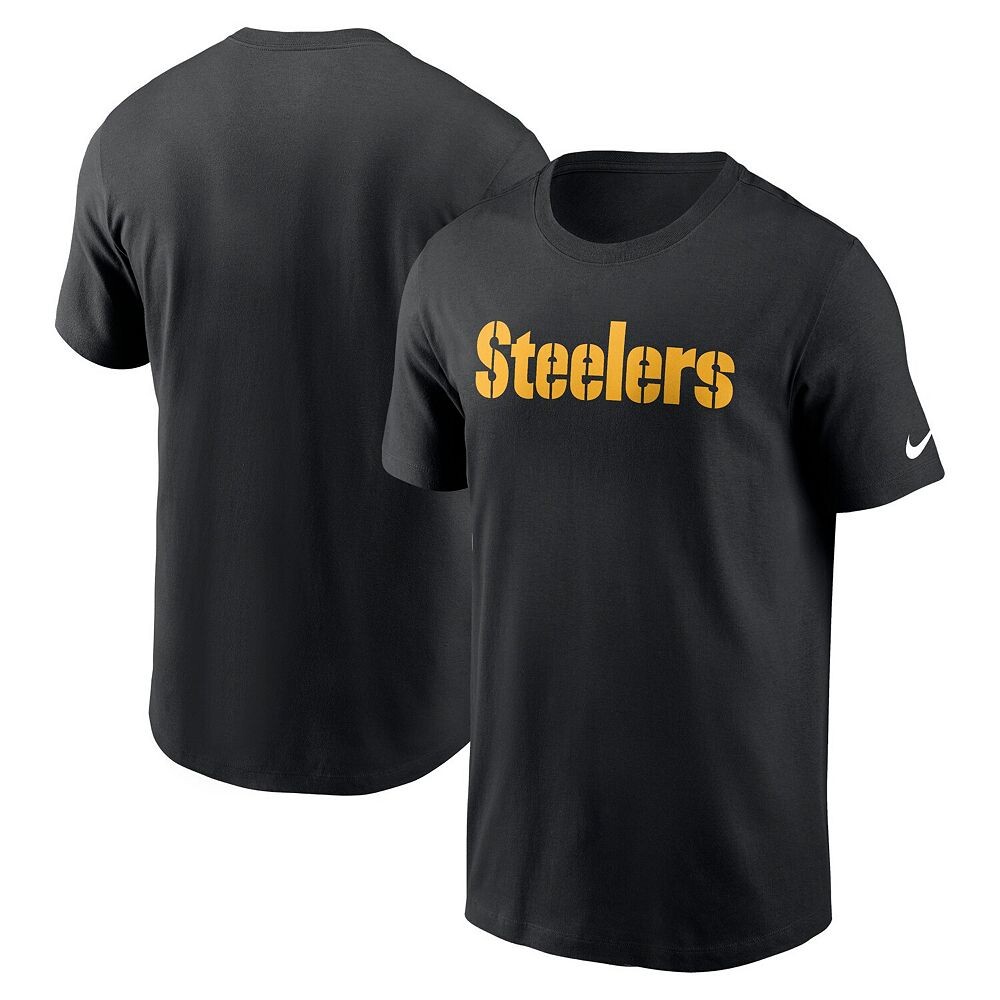 Мужская черная футболка Nike Pittsburgh Steelers Primetime Wordmark Essential, цвет Stl Black — фото 2